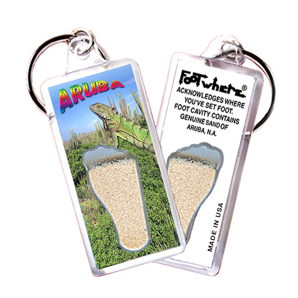 Aruba FootWhere® Souvenir Keychains. 72 pieces/6 assorted styles.
