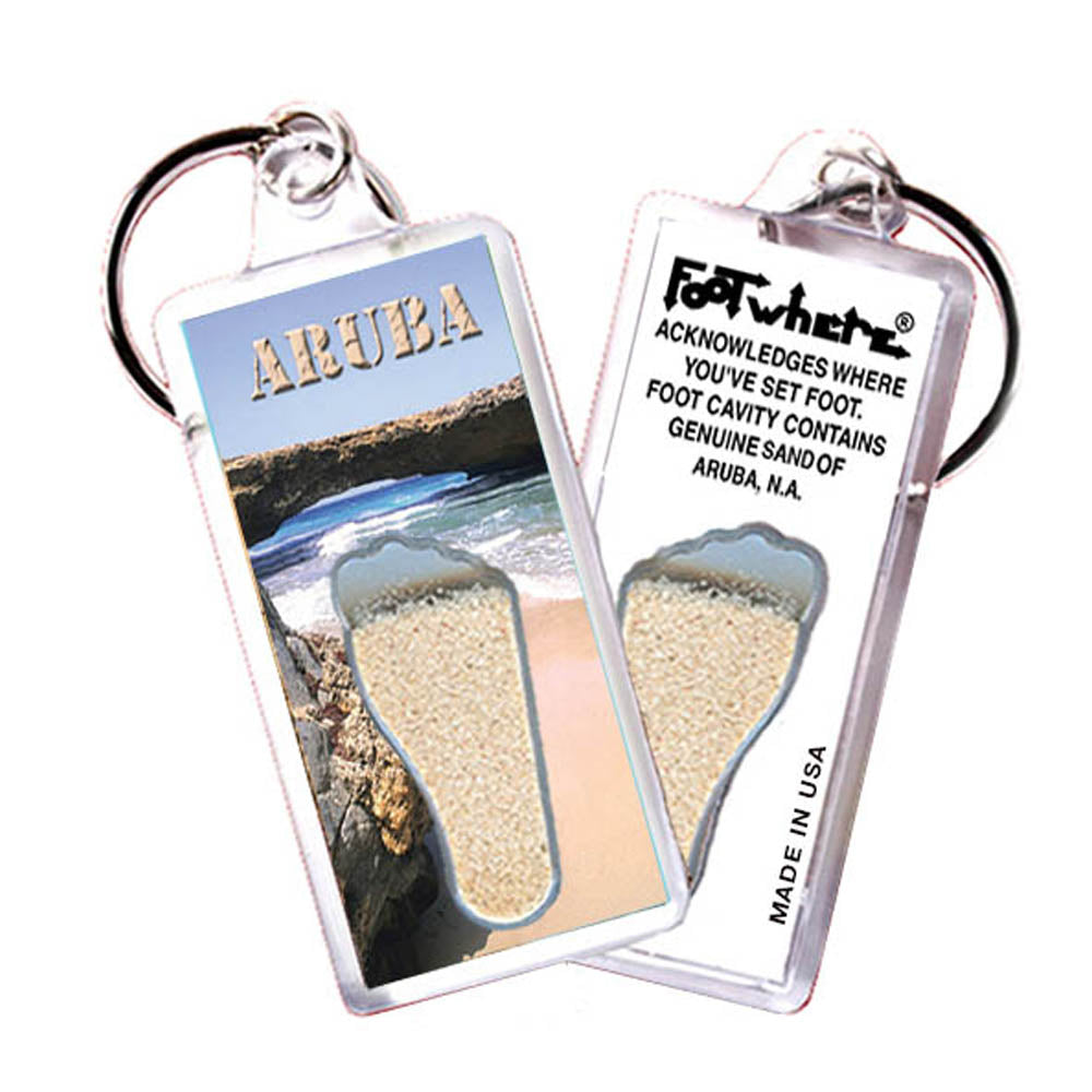 Aruba FootWhere® Souvenir Keychains. 72 pieces/6 assorted styles.