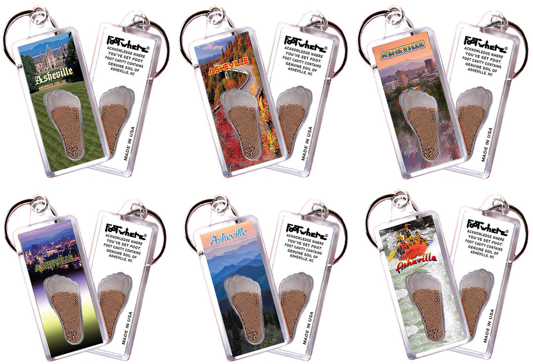 Asheville FootWhere® Souvenir Keychain. 72 pieces/ 6 assorted styles.