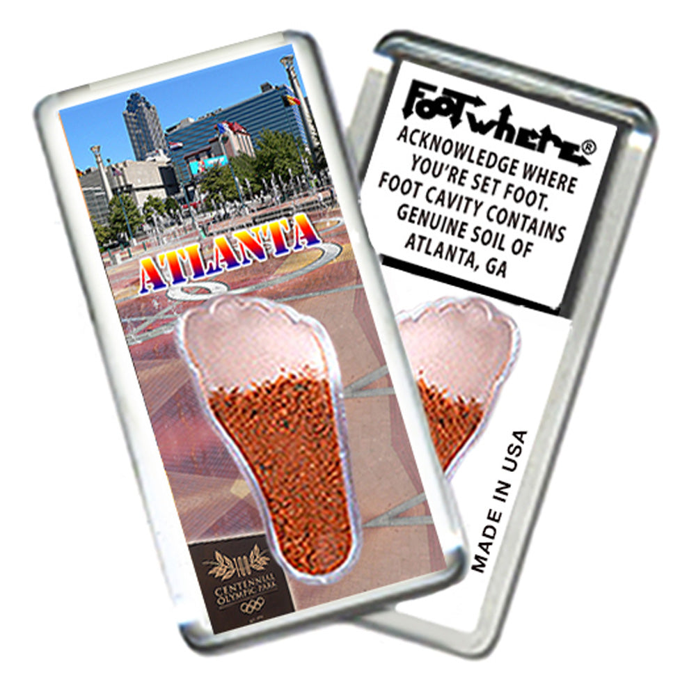 Atlanta FootWhere® Souvenir Fridge Magnets. 6 Piece Set. Made in USA