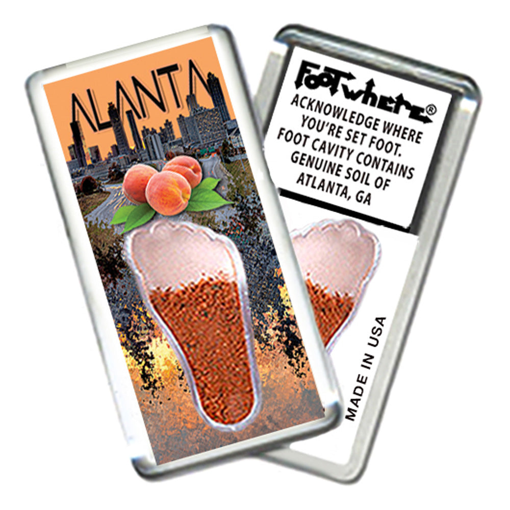 Atlanta FootWhere® Souvenir Fridge Magnets. 6 Piece Set. Made in USA