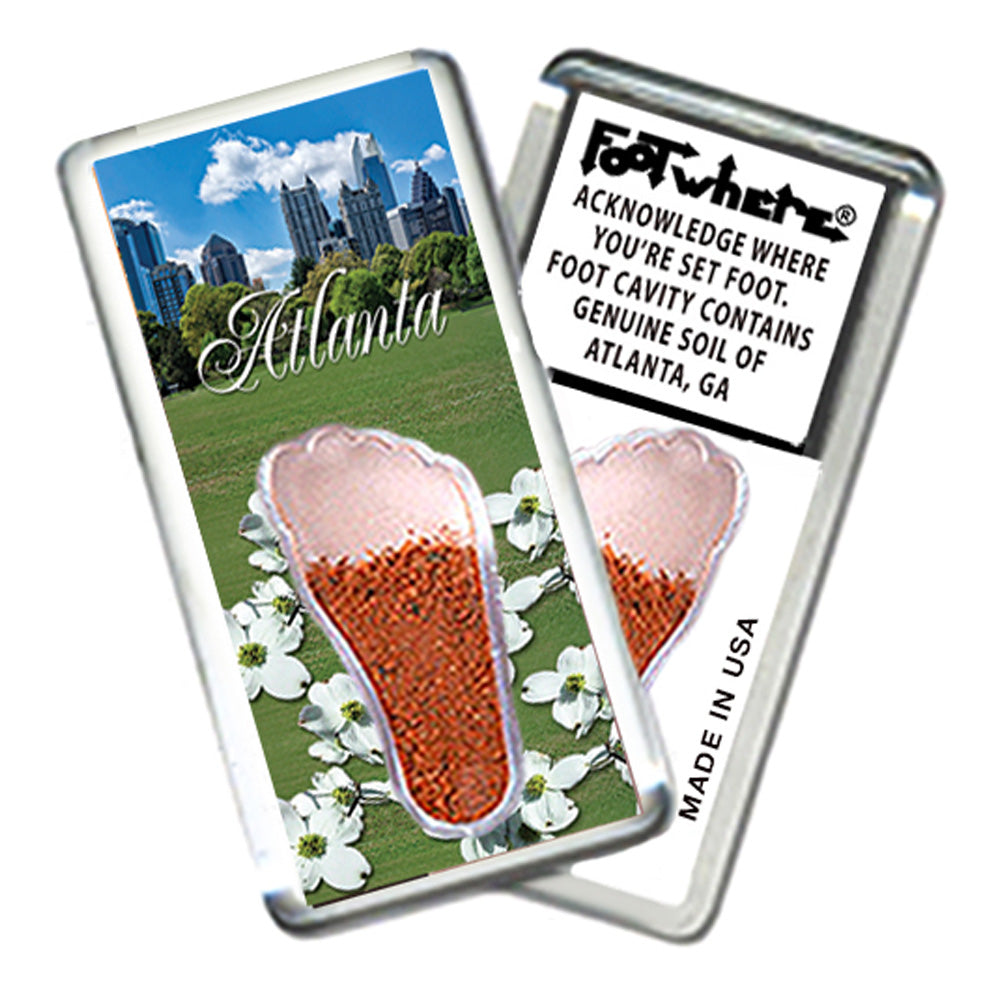 Atlanta FootWhere® Souvenir Fridge Magnets. 6 Piece Set. Made in USA