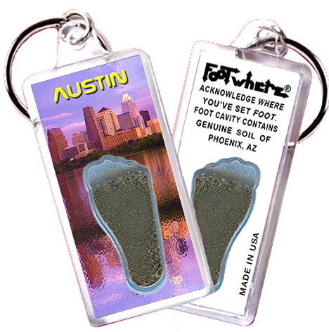 Austin FootWhere® Souvenir Keychain. 72 pieces/6 assorted styles.