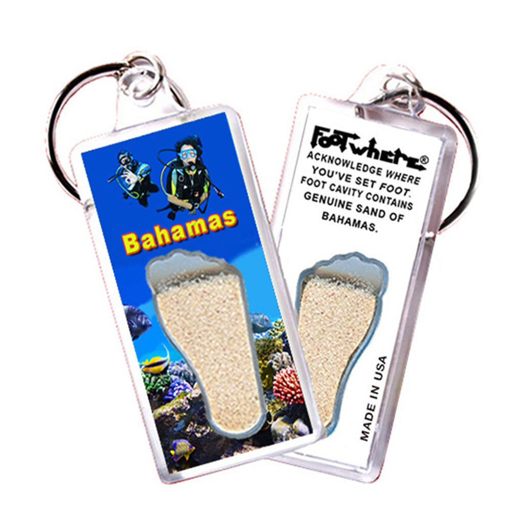 Bahamas FootWhere Souvenir Keychains. 72 pieces/6 assorted styles.