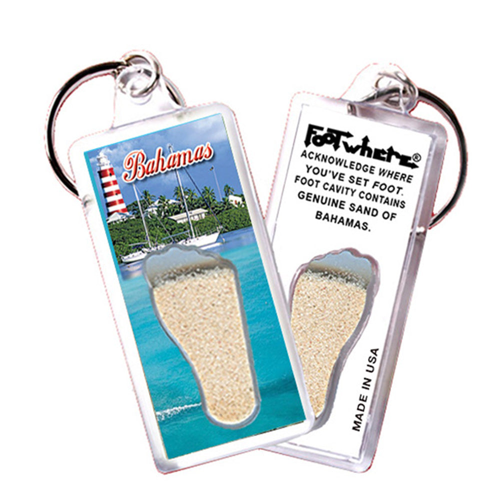 Bahamas FootWhere Souvenir Keychains. 72 pieces/6 assorted styles.