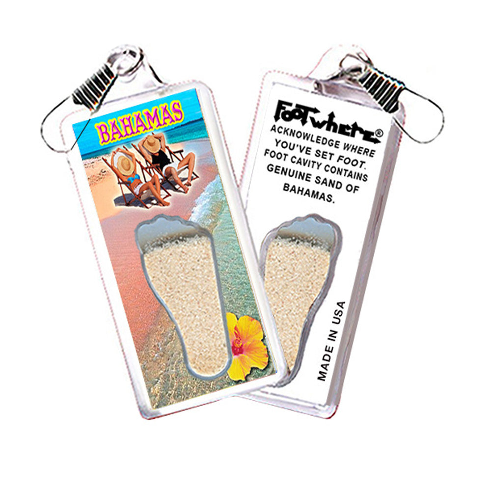 Bahamas FootWhere Souvenir Zipper-Pulls. 72 pieces/6 assorted styles.