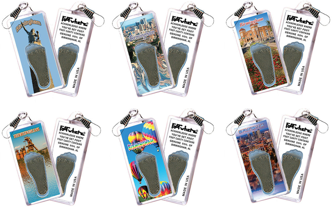 Birmingham FootWhere® Souvenir Zipper-Pulls. 72 pieces/6 assorted styles.