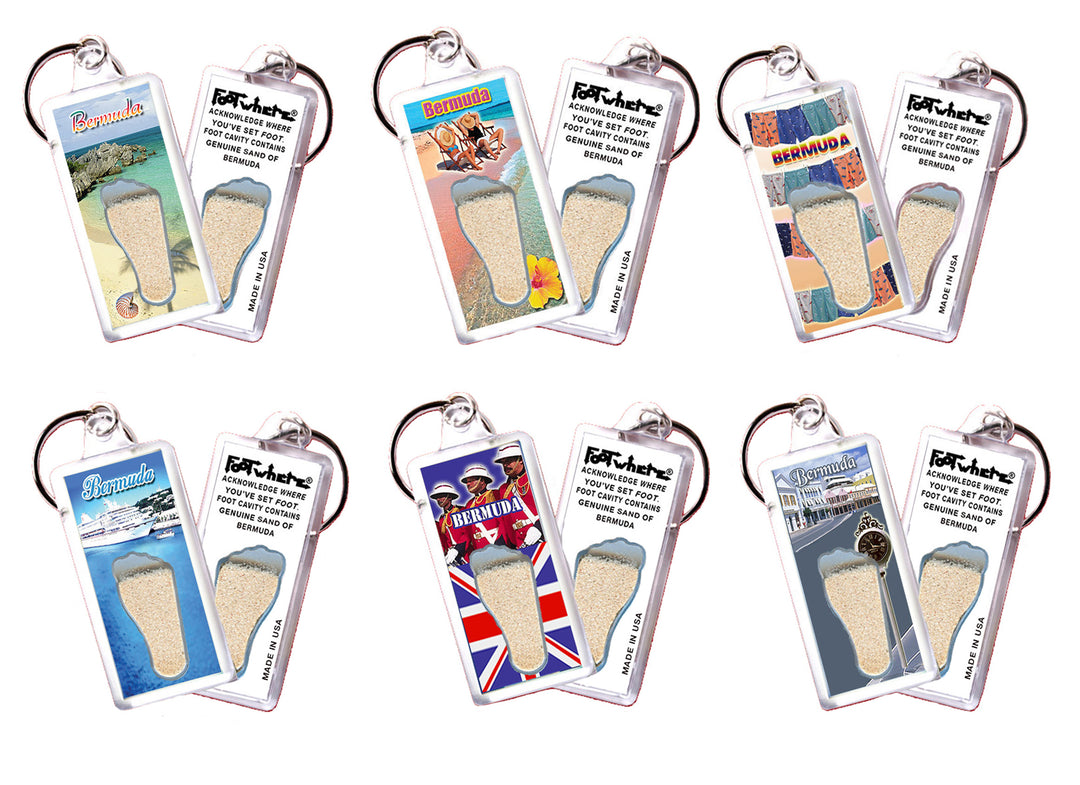 Bermuda FootWhere Souvenir Keychains. 72 pieces/6 assorted styles.