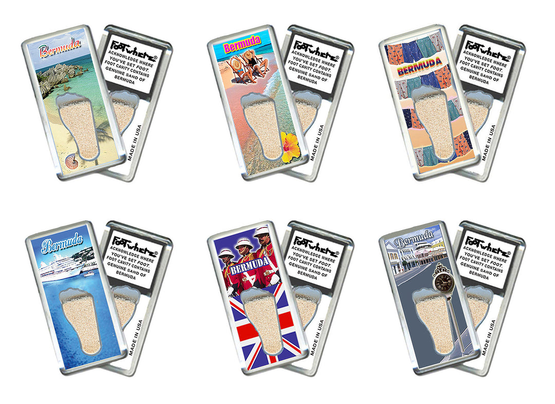 Bermuda FootWhere Souvenir Magnets. 72 pieces/6 assorted styles.