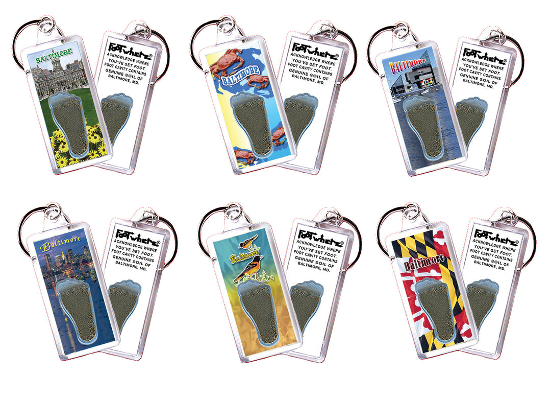 Baltimore FootWhere® Souvenir Keychains. 72 pieces/6 assorted styles.