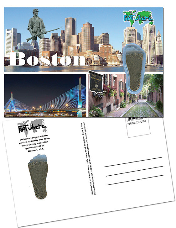Boston FootWhere® Souvenir Postcard. 144 Pieces/1 Gross. Made in USA
