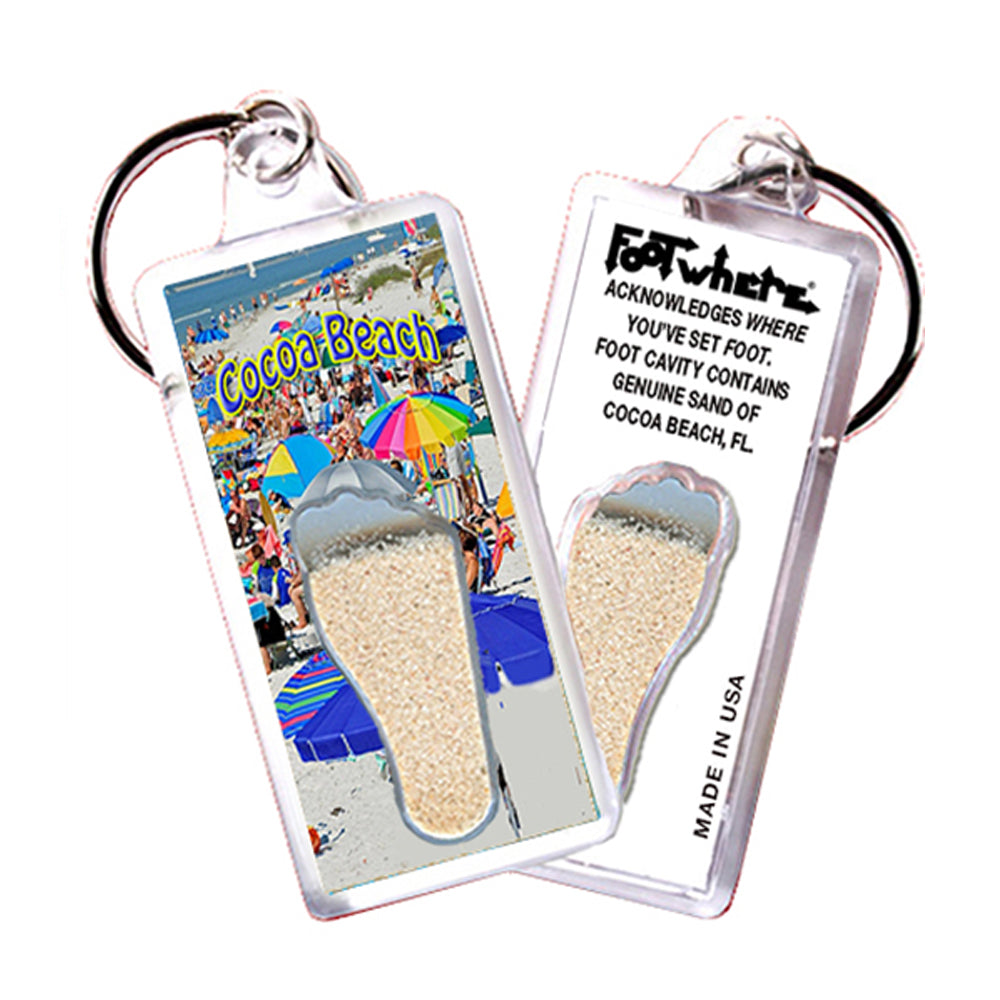 Cocoa Beach FootWhere® Souvenir Keychain. 72 pieces/ 6 assorted styles.