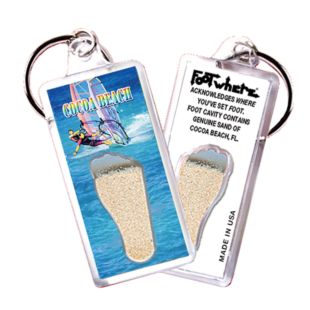 Cocoa Beach FootWhere® Souvenir Keychain. 72 pieces/ 6 assorted styles.