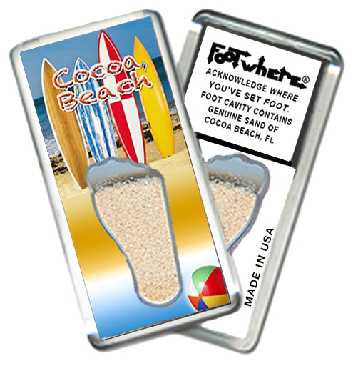 Cocoa Beach FootWhere® Souvenir Magnet. 72 pieces/ 6 assorted styles.