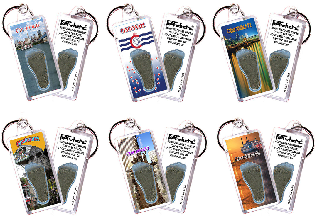 Cincinnati FootWhere® Souvenir Keychain. 72 pieces/ 6 assorted styles.