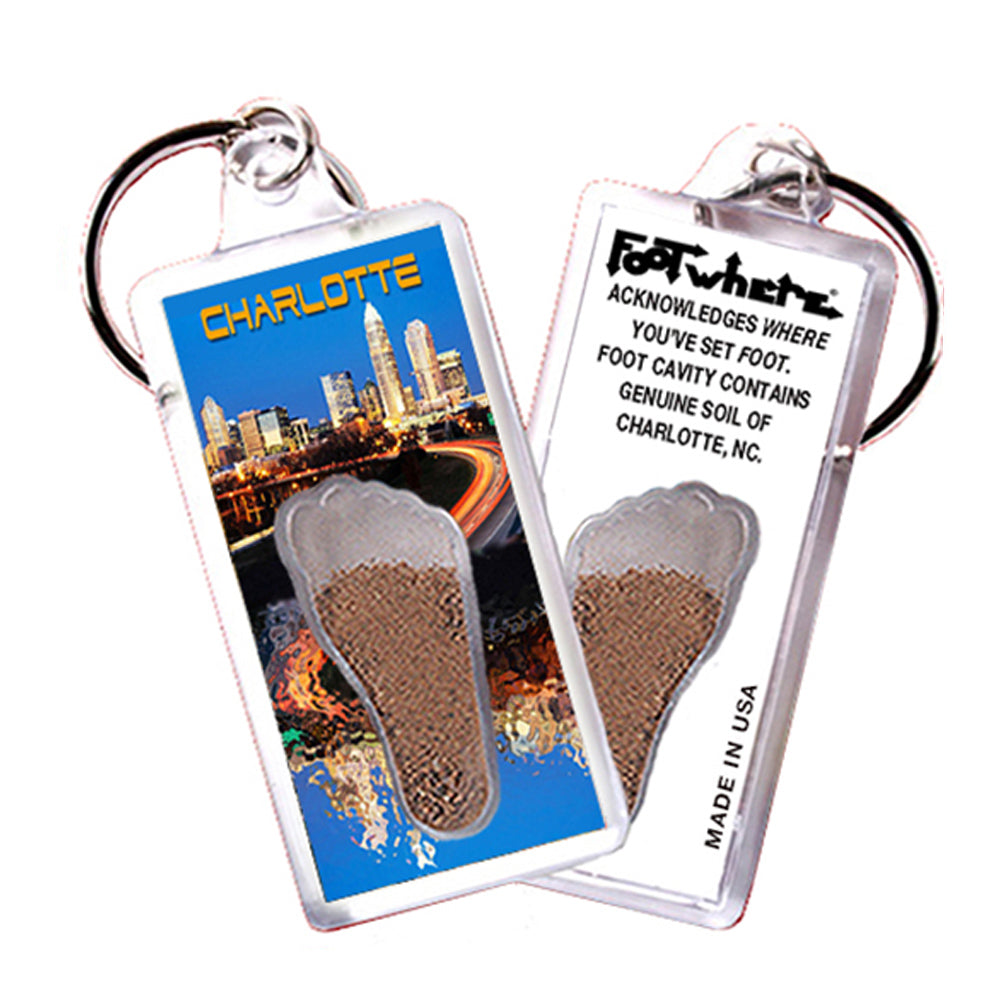 Charlotte FootWhere® Souvenir Keychain. 72 pieces/ 6 assorted styles.