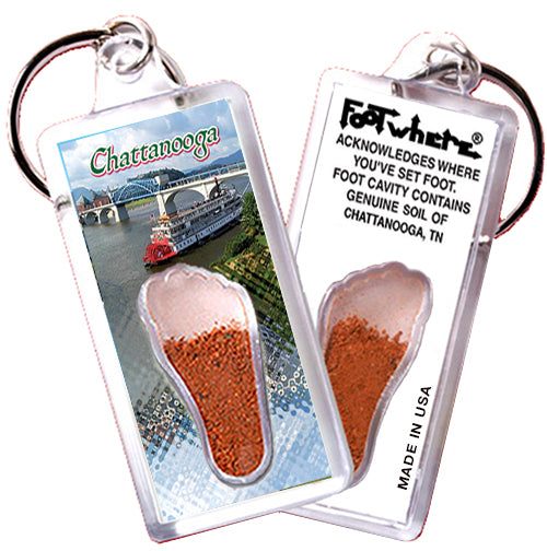 Chattanooga FootWhere® Souvenir Keychains. 72 Pieces, 6 Assorted Styles. Made in USA