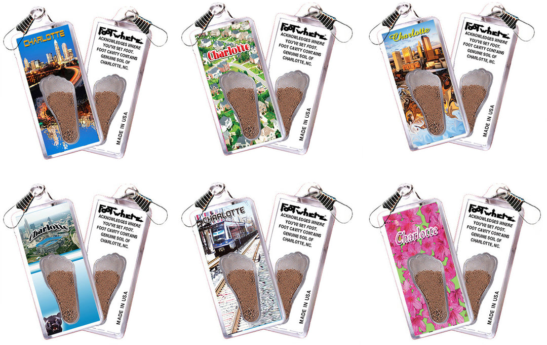 Charlotte FootWhere® Souvenir Zipper-Pull. 72 pieces/ 6 assorted styles.