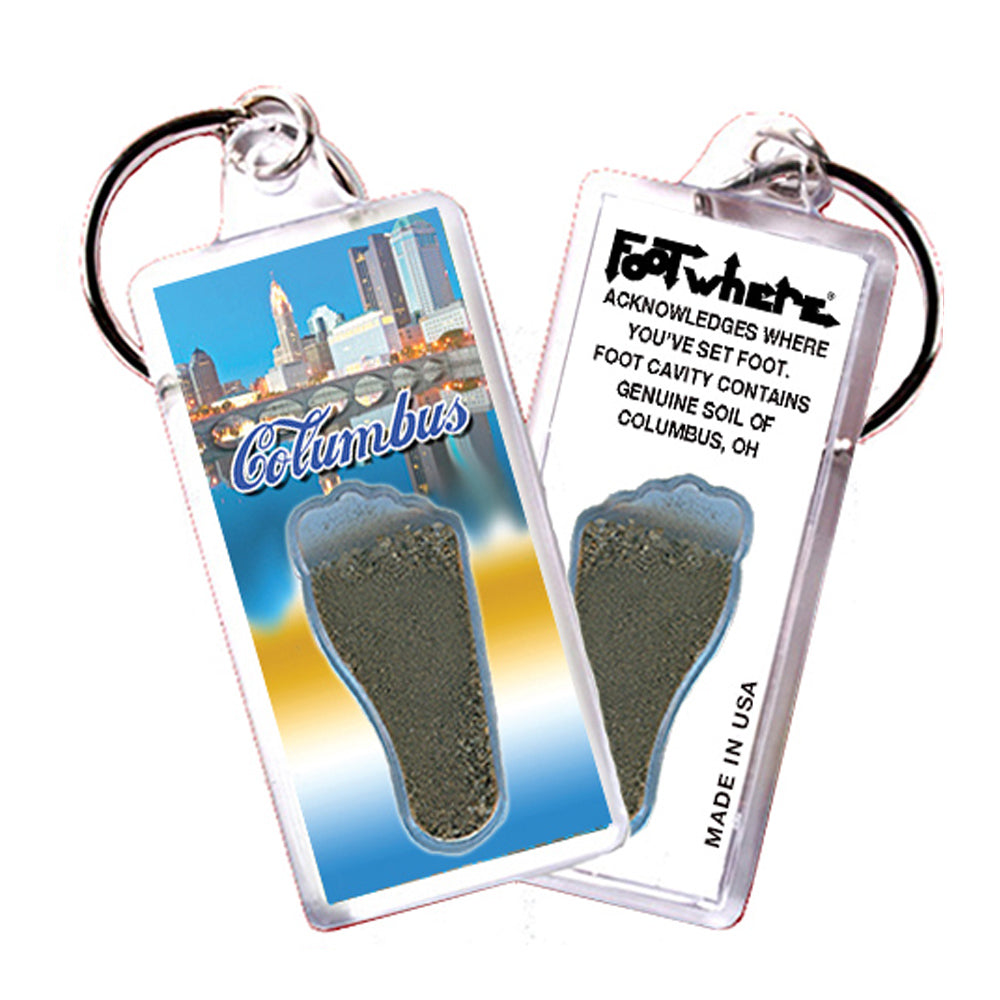 Columbus FootWhere® Souvenir Keychain. 72 pieces/ 6 assorted styles.