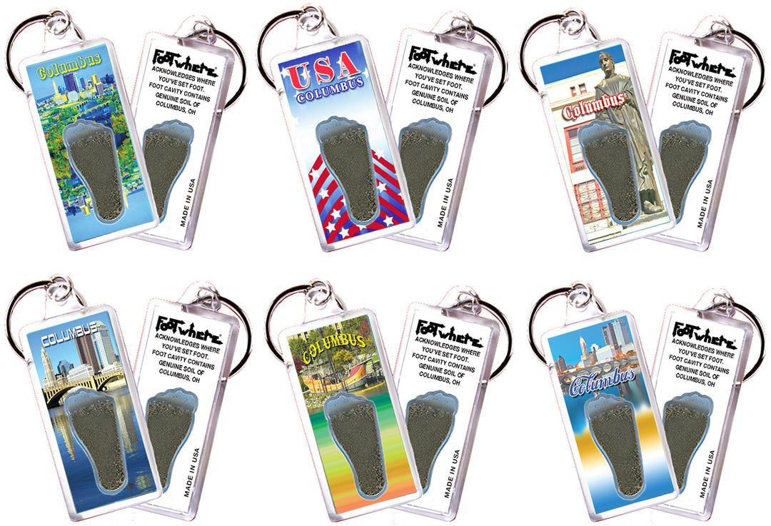 Columbus FootWhere® Souvenir Keychain. 72 pieces/ 6 assorted styles.