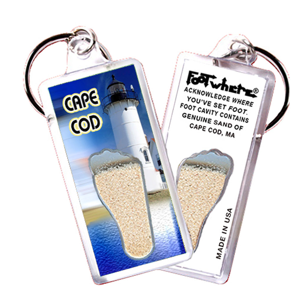 Cape Cod FootWhere® Souvenir Keychain. 72 pieces/ 6 assorted styles.