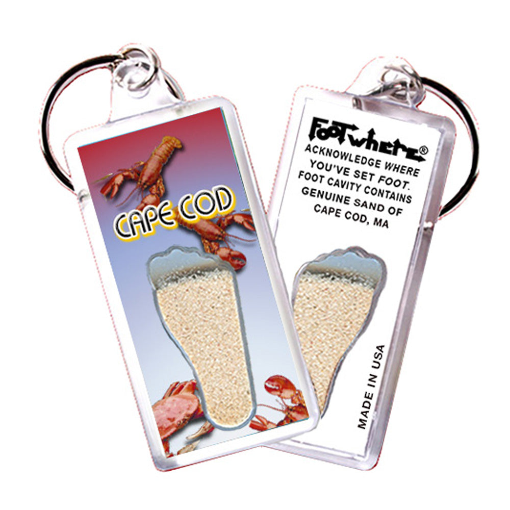 Cape Cod FootWhere® Souvenir Keychain. 72 pieces/ 6 assorted styles.
