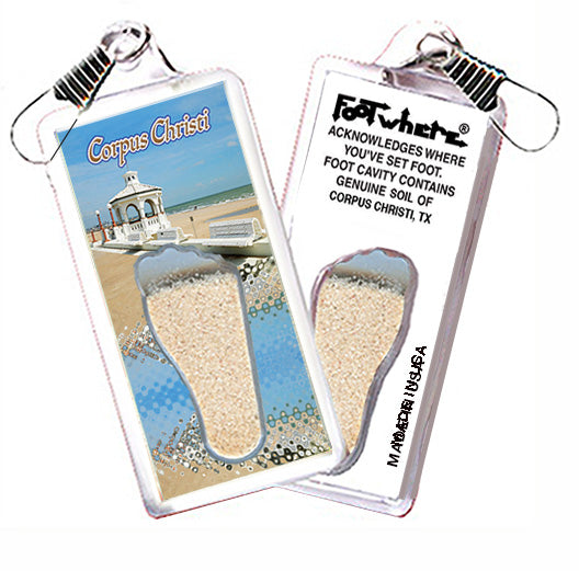 Corpus Christi FootWhere® Souvenir Zipper-Pulls. 72 Pieces/6 Assorted Styles. Made in USA