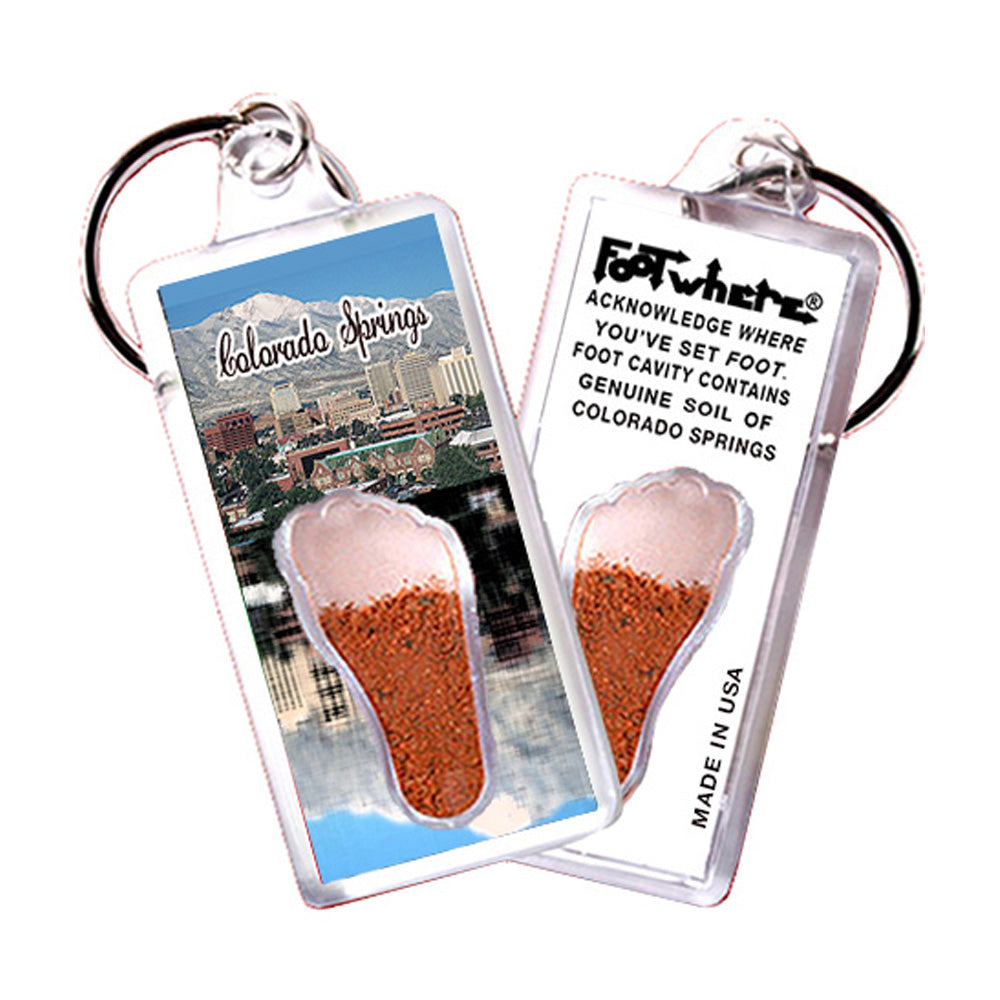 Colorado Springs FootWhere® Souvenir Keychains. 72 Pieces/6 Assorted Styles. Made in USA