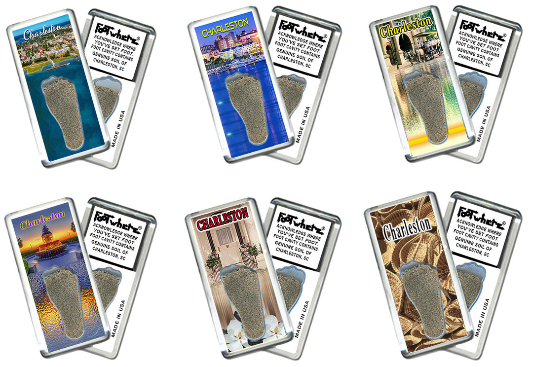 Charleston FootWhere® Souvenir Magnet. 72 Pieces/6 Assorted Styles. Made in USA