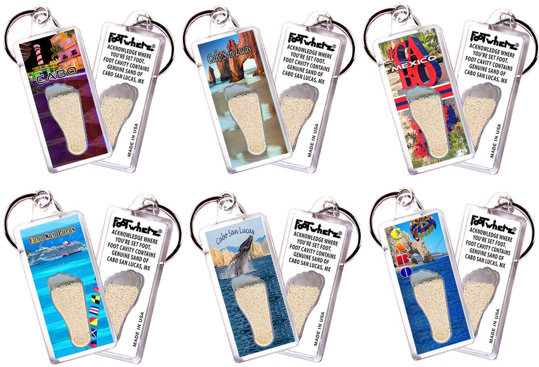 Cabo San Lucas FootWhere Souvenir Keychains. 6 assorted styles.