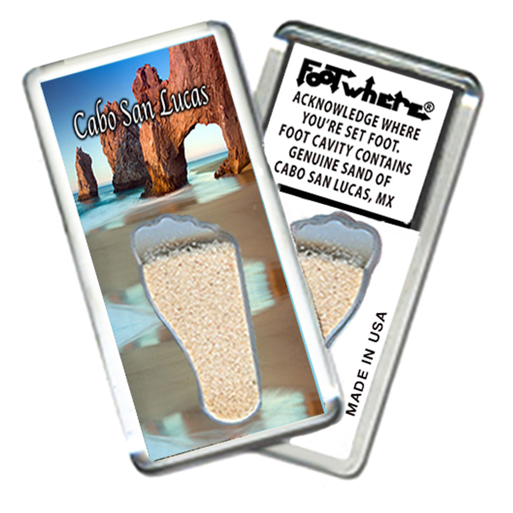 Cabo San Lucas FootWhere Souvenir Fridge Magnets. 6 Piece Set. Made in USA
