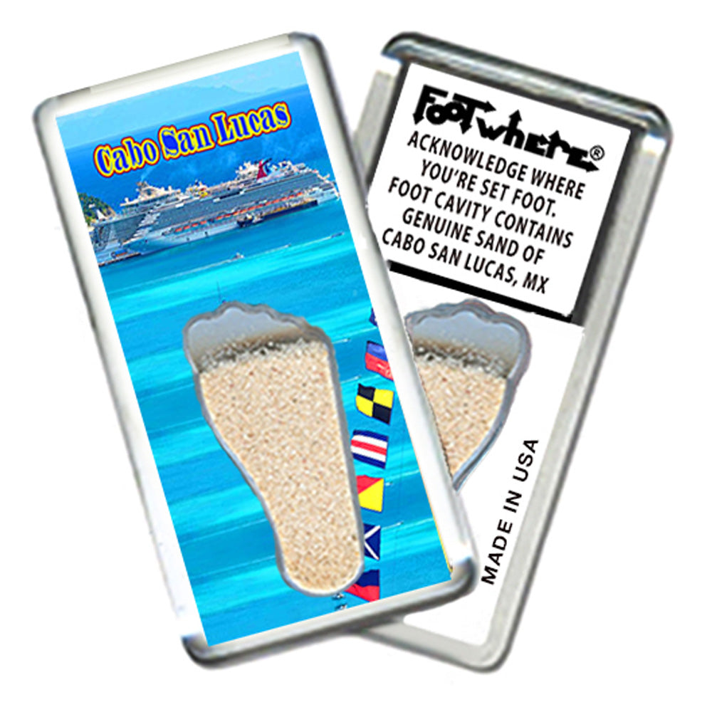 Cabo San Lucas FootWhere Souvenir Fridge Magnets. 6 Piece Set. Made in USA