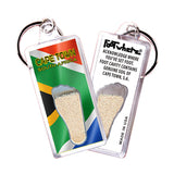 Cape Town, S.A. FootWhere® Souvenir Keychains. 6 Piece Set. Made in USA