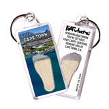 Cape Town, S.A. FootWhere® Souvenir Keychains. 6 Piece Set. Made in USA