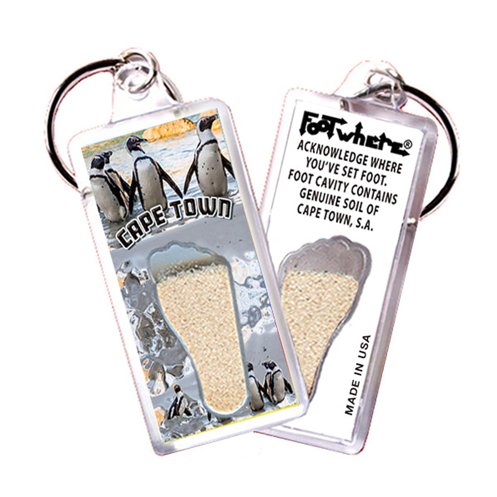 Cape Town, S.A. FootWhere® Souvenir Keychain. Made in USA
