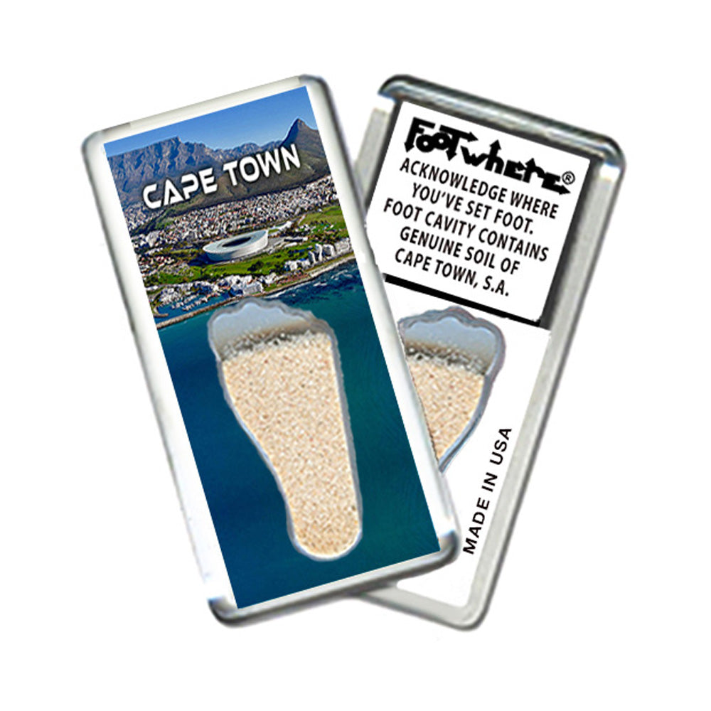 Cape Town, S.A. FootWhere® Souvenir Fridge Magnet. Made in USA