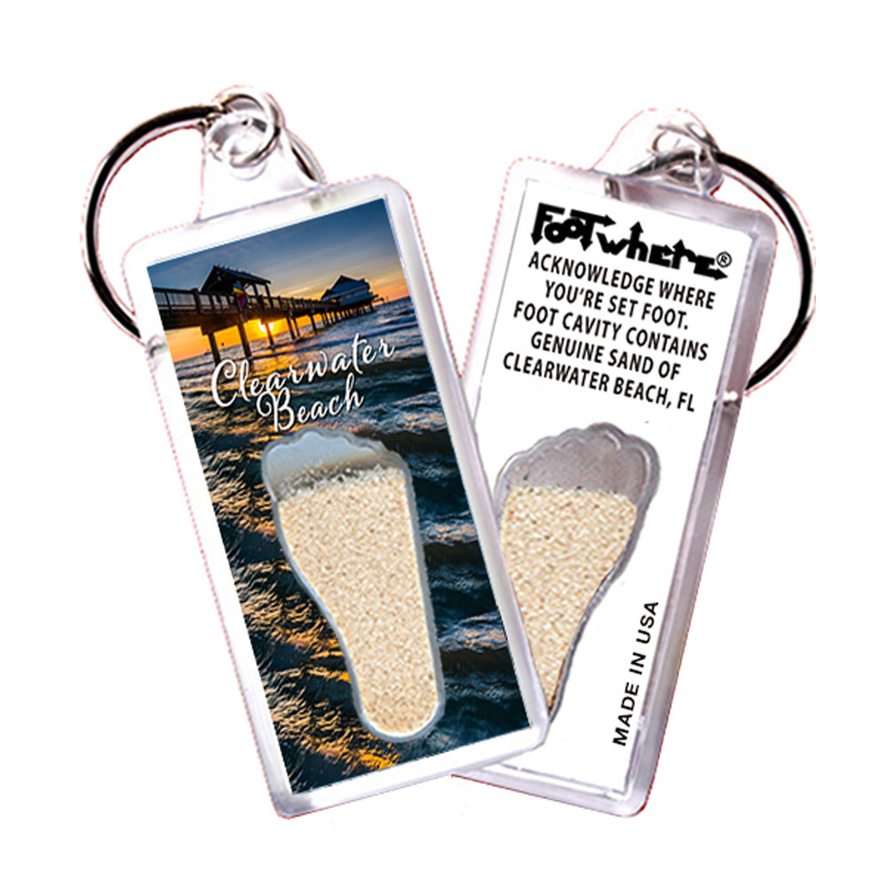 Clearwater FootWhere Souvenir Keychains. 6 Piece Set. Made in USA