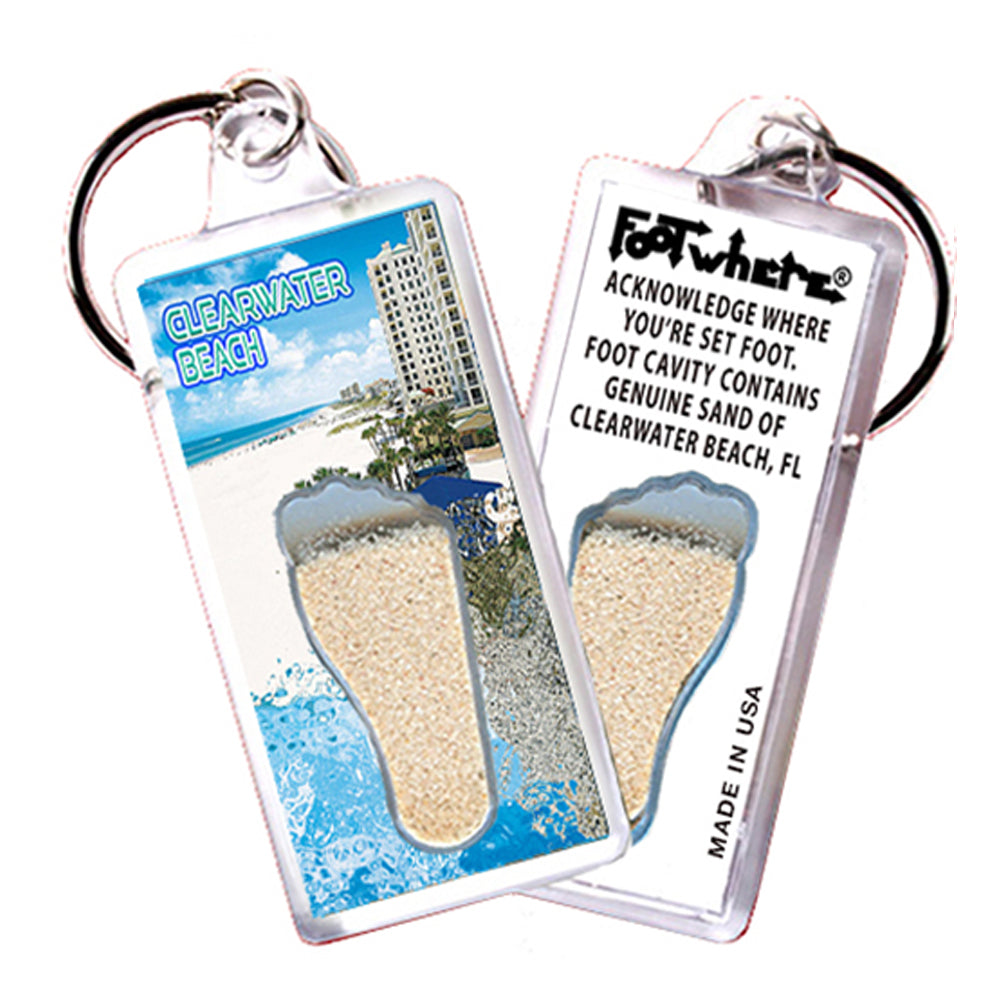 Clearwater FootWhere Souvenir Keychains. 6 Piece Set. Made in USA