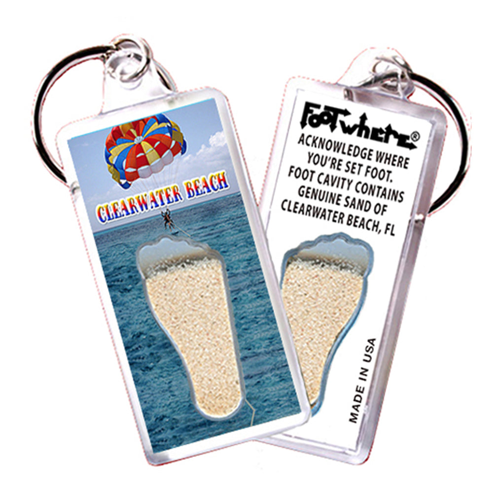 Clearwater FootWhere Souvenir Keychains. 6 Piece Set. Made in USA