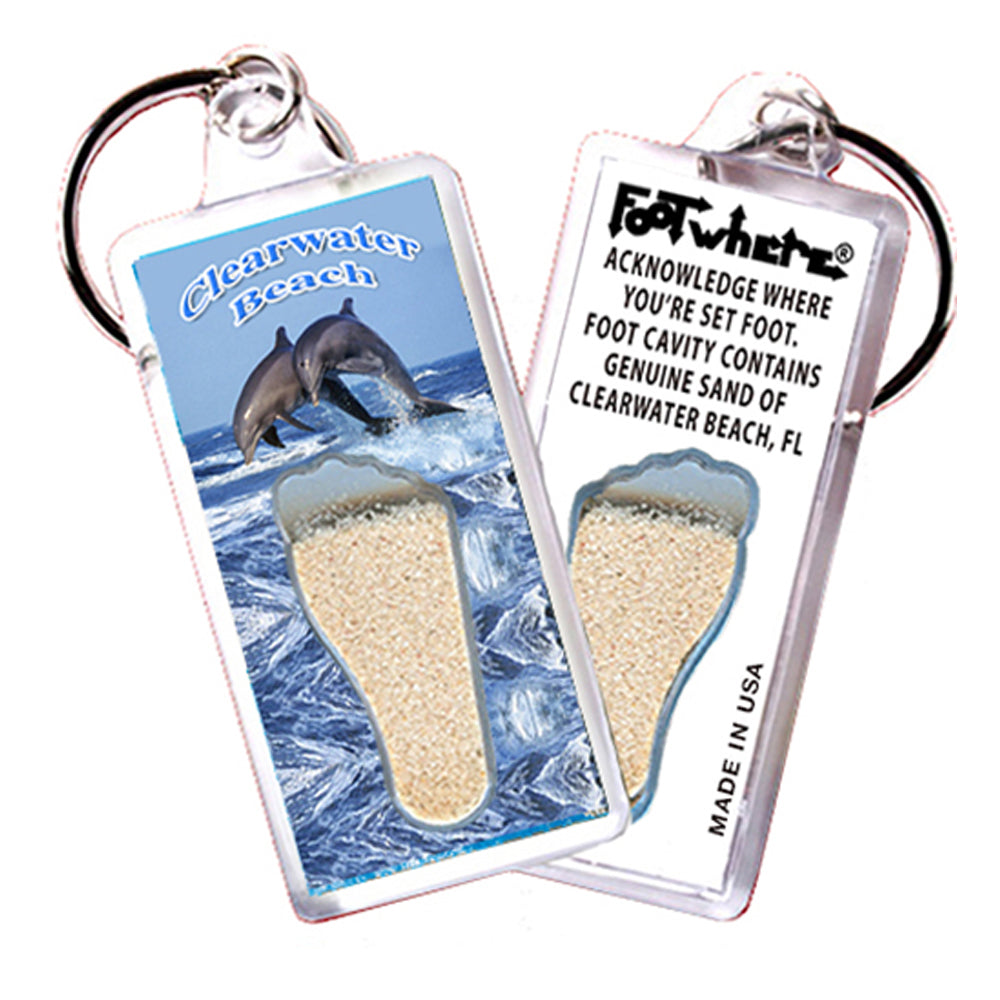 Clearwater FootWhere Souvenir Keychains. 6 Piece Set. Made in USA
