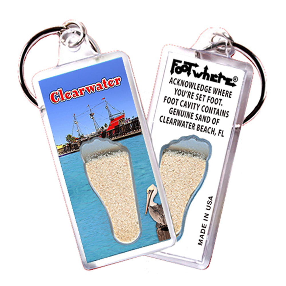 Clearwater FootWhere Souvenir Keychains. 6 Piece Set. Made in USA