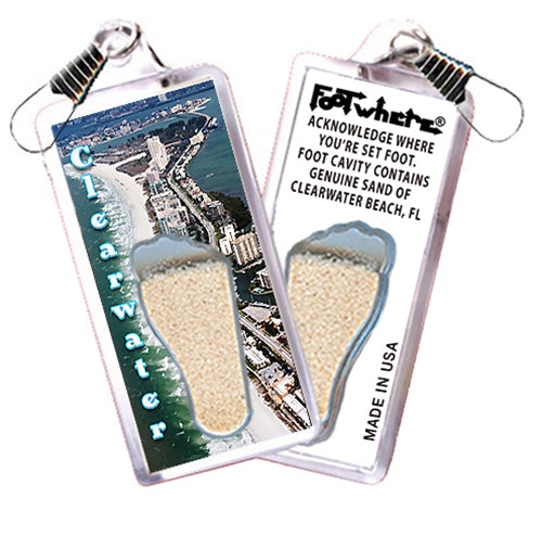Clearwater FootWhere® Souvenir Zipper-Pulls. 6 Piece Set. Made in USA
