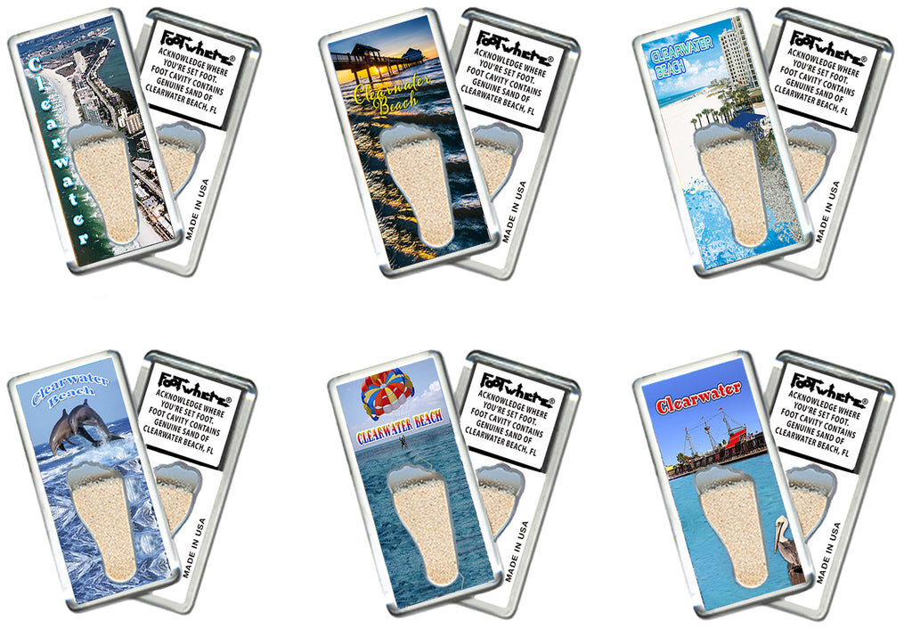 Clearwater, FL FootWhere® Souvenir Magnet. 72 pieces/ 6 assorted styles.