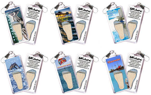 Clearwater, FL FootWhere® Souvenir Zipper-Pull. 72 pieces/ 6 assorted styles.
