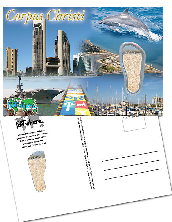 Corpus Christi FootWhere® Souvenir Postcard. 144 Pieces/1 Gross. Made in USA