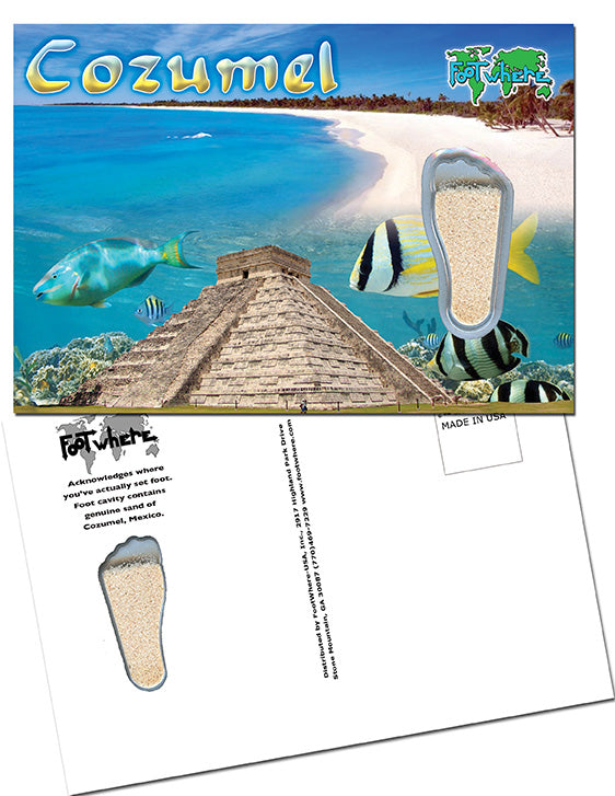Cozumel FootWhere® Souvenir Postcard. 144 Pieces/1 Gross. Made in USA