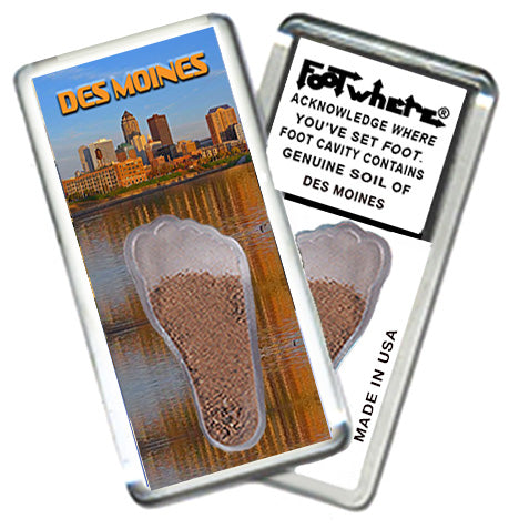 Des Moines FootWhere® Souvenir Magnet. 72 Pieces/6 Assorted Styles. Made in USA
