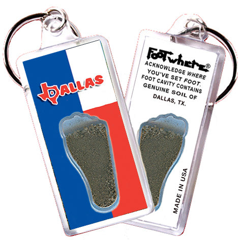 Dallas FootWhere® Souvenir Keychains. 72 Pieces/6 Assorted Styles. Made in USA