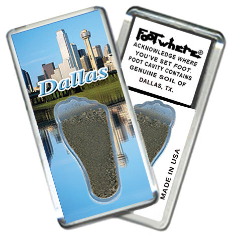Dallas FootWhere® Souvenir Magnet. 72 Pieces/6 Assorted Styles. Made in USA