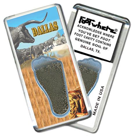 Dallas FootWhere® Souvenir Magnet. 72 Pieces/6 Assorted Styles. Made in USA